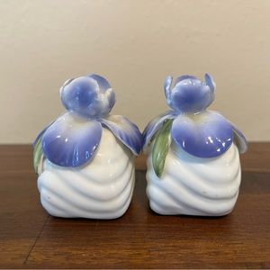 Vintage Bone China Iris Sat & Pepper Shakers